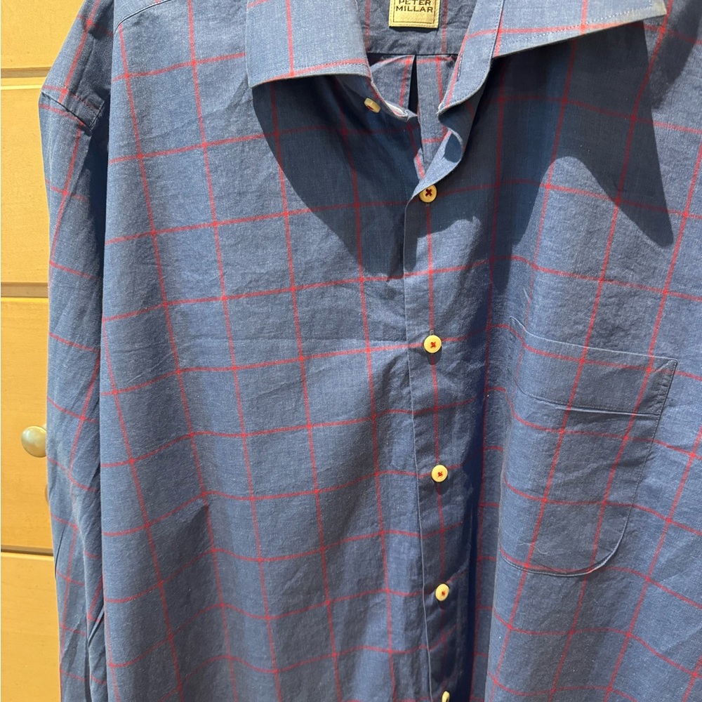 Peter Millar Blue & Red Patterned Button Down Shi… - image 8